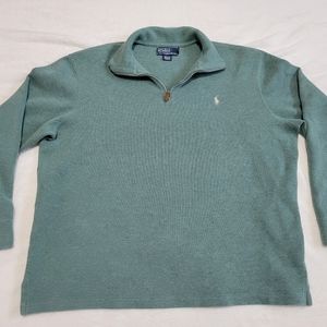 Polo Ralph Lauren Men's XL Sage Green 1/4 Zip Cotton Pullover Sweater Mock Neck
